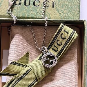 Gucci Interlocking G Engraved Pendant Necklace - Sterling Silver 925 - UNISEX